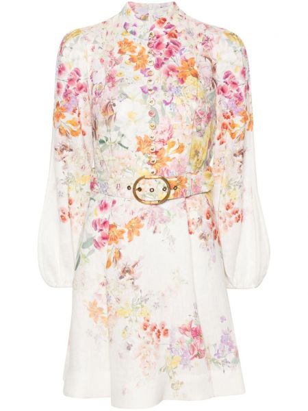 Obleka s cvetličnim vzorcem s potiskom Zimmermann bela