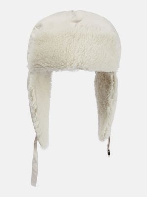 Пухена шапка Yves Salomon бяло