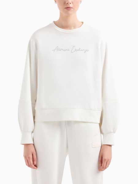 Bluza z okrągłym dekoltem Armani Exchange biała