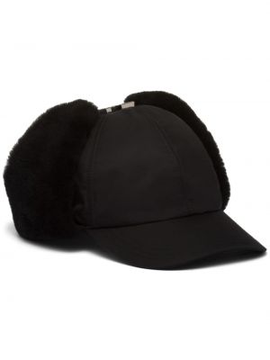 Найлонова шапка с козирки Prada черно