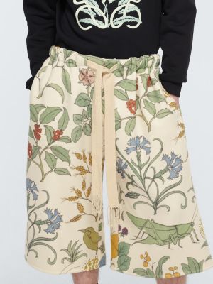 Kvetinové šortky s potlačou Loewe béžová