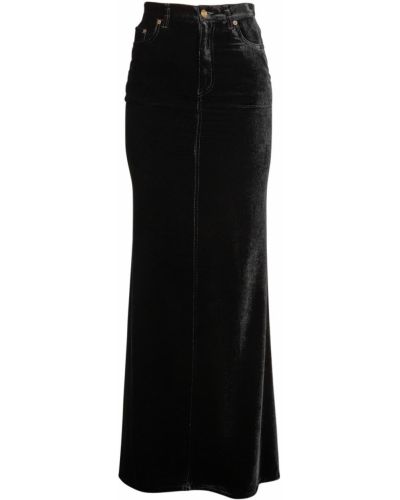 Sametové dlouhá sukně Saint Laurent černé
