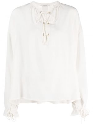 Копринена блуза с връзки с дантела Dorothee Schumacher бяло