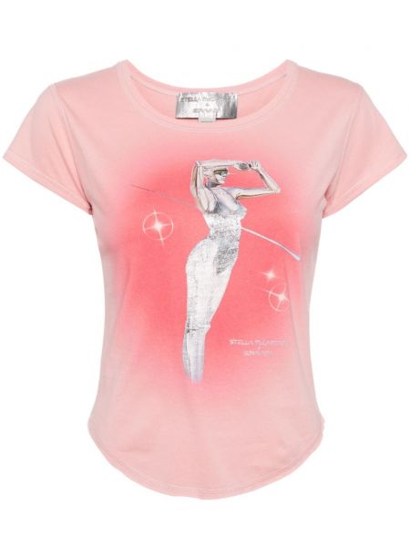 Памучна тениска Stella Mccartney розово