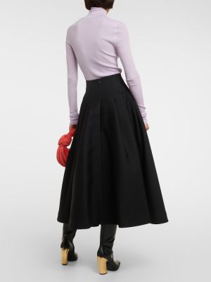 Falda midi de lana plisada Bottega Veneta negro