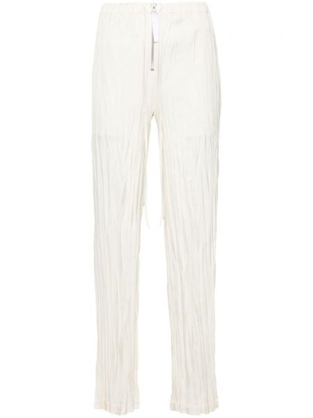 Saténové rovné kalhoty Helmut Lang bílé