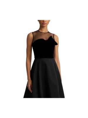 Mini vestido con lazo de terciopelo‏‏‎ de tul Ralph Lauren negro