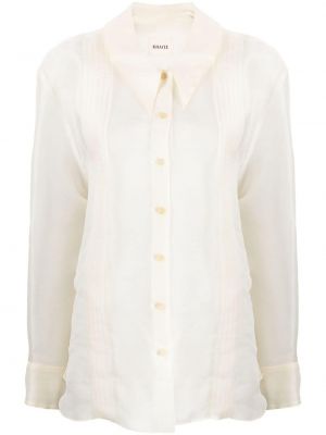 Μεταξωτό πουκάμισο με διαφανεια Khaite λευκό