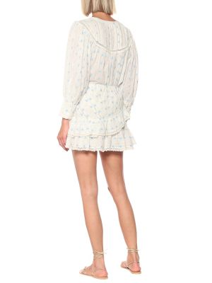 Pamučna mini suknja s cvjetnim printom Loveshackfancy bijela