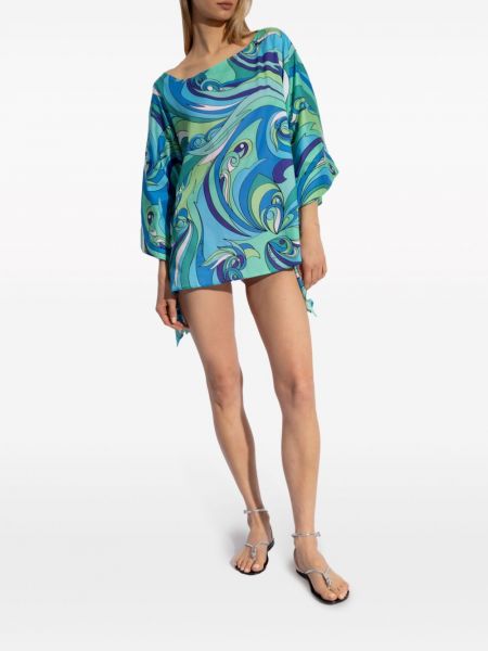 Robe à imprimé à motif géométrique de plage Moschino bleu