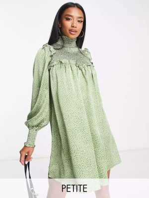 Гламурное присборенное платье мини с присборенным вырезом Petite Glamorous Petite зеленое