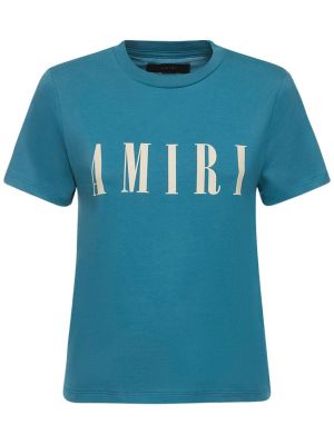 Βαμβακερή μπλούζα με σχέδιο από ζέρσεϋ Amiri μπλε