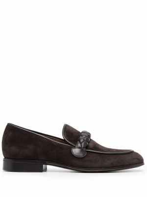 Pantofi loafer din piele de căprioară Gianvito Rossi maro