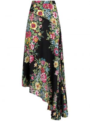 Asimetrična suknja s cvjetnim printom s printom Etro crna