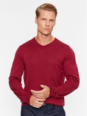 Пуловер Boss винено червено