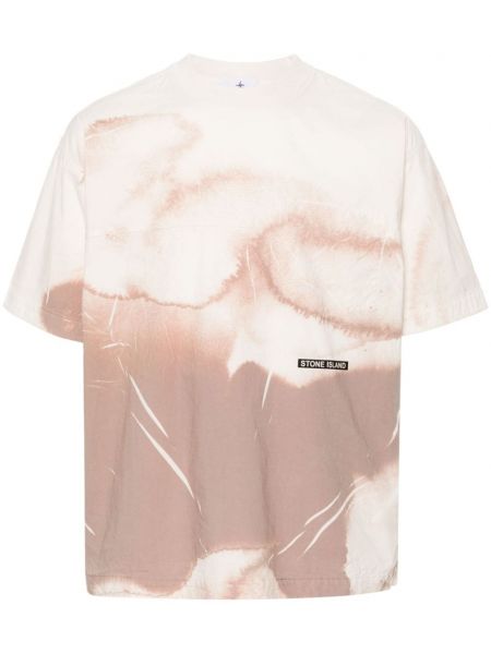 Tričko s potlačou s abstraktným vzorom Stone Island béžová