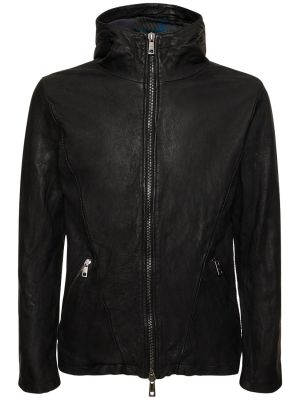 Kožená bunda s kapucňou Giorgio Brato čierna