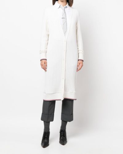 Pruhovaný kabát Thom Browne bílý