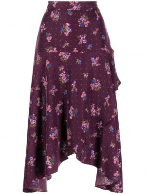 Asymetrické květinové midi sukně s potiskem B+ab fialové