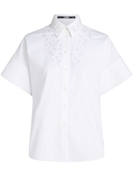 Košeľa s výšivkou na gombíky Karl Lagerfeld biela