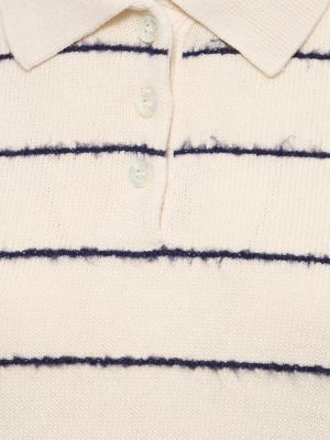 Polo à rayures en tricot avec manches courtes Aspesi blanc
