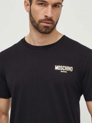 Koszulka bawełniana z nadrukiem Moschino Underwear czarna