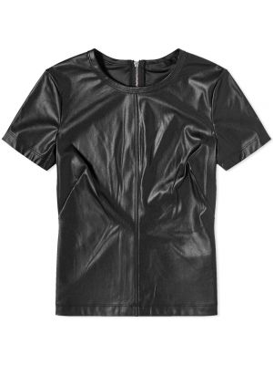 Черная кожаная футболка из искусственной кожи Helmut Lang