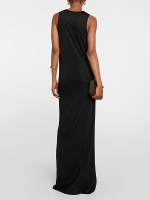 Džerzej priehľadné dlouhé šaty Saint Laurent čierna