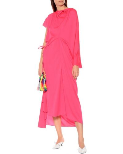 Asymetrické midi šaty Balenciaga růžové