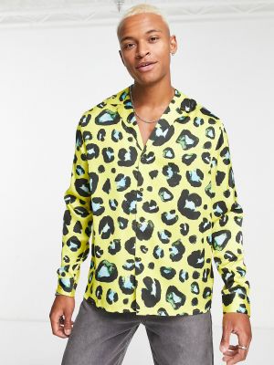 Леопардовая атласная рубашка с принтом Asos