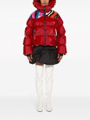 Péřová bunda s kapucí s abstraktním vzorem Pucci
