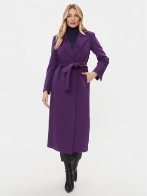 Vlnený priliehavý zimný kabát Max&co. fialová
