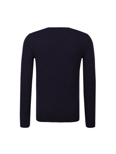 Sweter wełniany z okrągłym dekoltem Hugo Boss niebieski