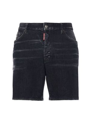 Shorts di jeans di cotone Dsquared2 nero