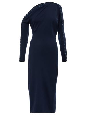 Midi šaty s knoflíky z merino vlny Altuzarra - modrá