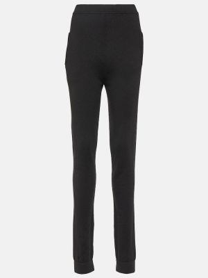 Spodnie z kaszmiru slim fit Saint Laurent czarne