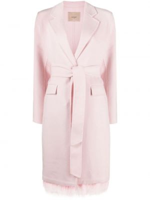 Tollas gyapjú kabát Twinset rózsaszín