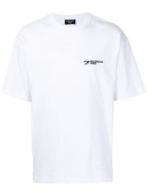 Camiseta con bordado Balenciaga blanco