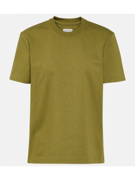 Kokvilnas t-krekls džersija Bottega Veneta zaļš