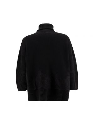 Jersey cuello alto de lana con cuello alto de tela jersey Ermanno Scervino negro