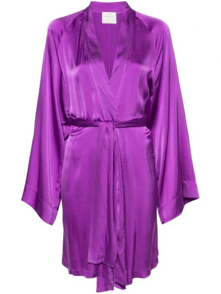 Long manteau en satin à col v Forte Forte violet