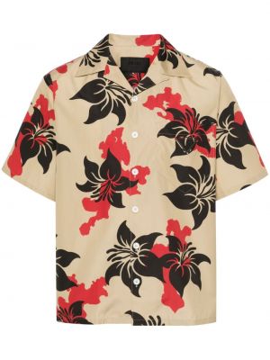 Kvetinová bavlnená košeľa s potlačou Prada