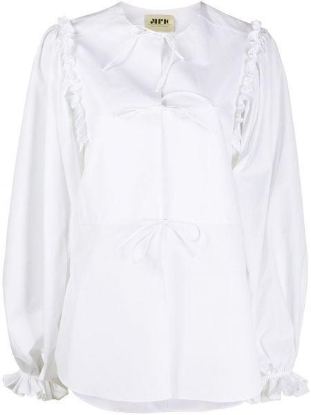 Рубашка с завязками с оборками Maison Rabih Kayrouz, белая