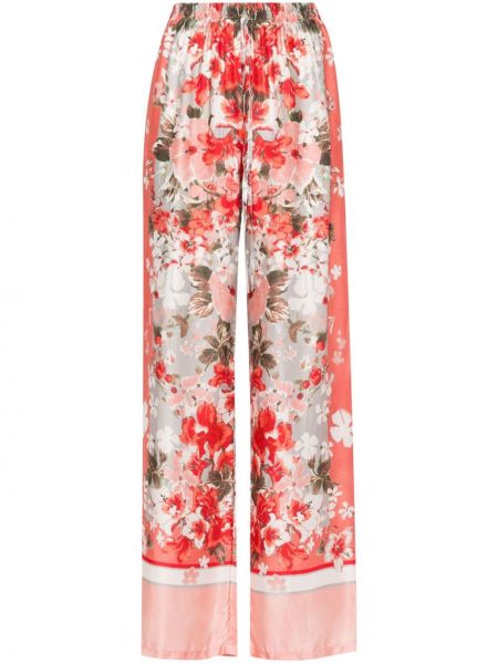 Květinové kalhoty s potiskem relaxed fit Ermanno Firenze růžové