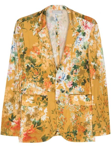 Svilen blazer s cvetličnim vzorcem Pierre-louis Mascia rumena