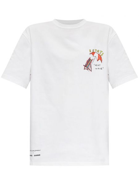 Памучна тениска с принт Samsøe Samsøe бяло