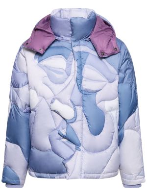 Páperová bunda s kapucňou s potlačou Kidsuper Studios modrá