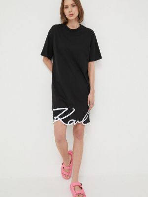 Pamučna mini haljina Karl Lagerfeld crna