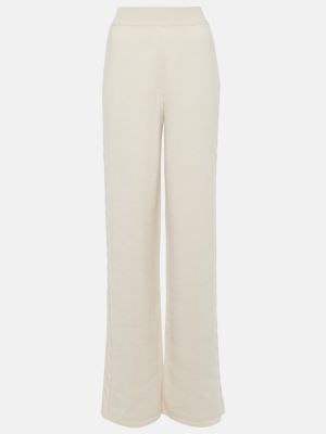 Kašmírové kalhoty s vysokým pasem relaxed fit Loro Piana bílé