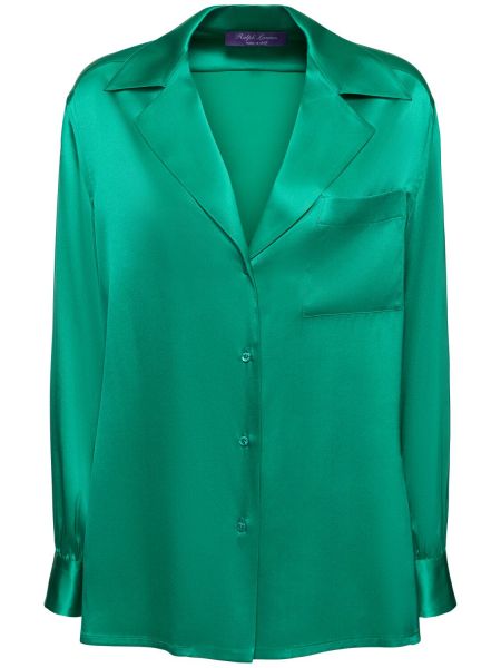 Hedvábná košile Ralph Lauren Collection zelená